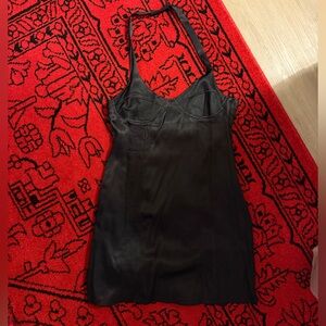 Black Satin Halter Slip Dress by Zara